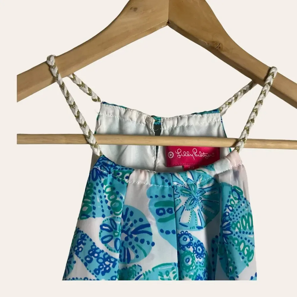 Lilly Pulitzer for Target Sea Urchin Blue Sand Dollar Pleated Halter Top Size S